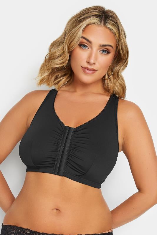 Evans YOURS Black Non-Wired Front Fastening Bra