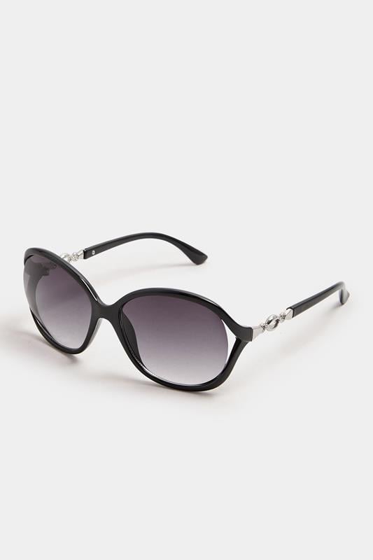 Evans Yours Black Oval Metal Detail Sunglasses