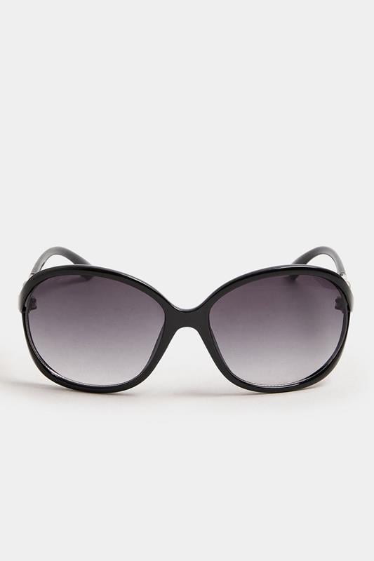 Evans Yours Black Oval Metal Detail Sunglasses