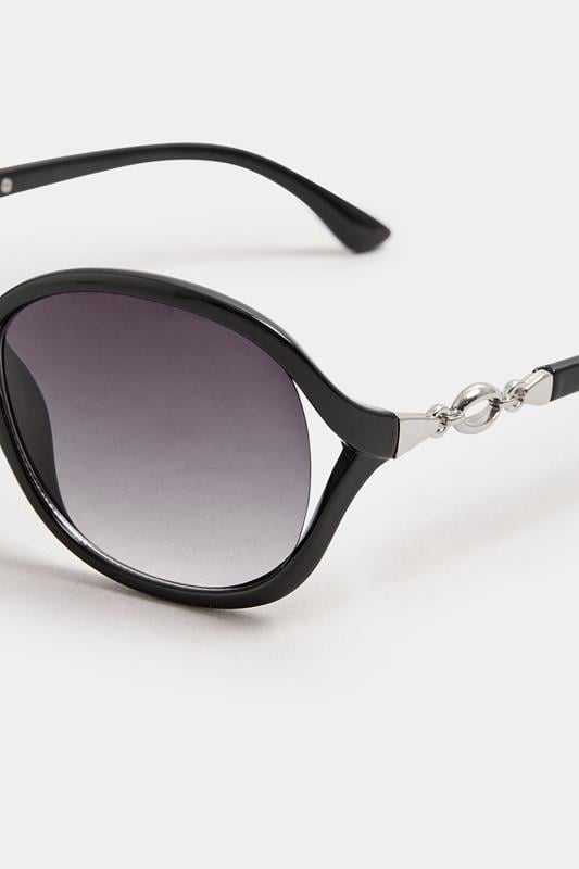Evans Yours Black Oval Metal Detail Sunglasses