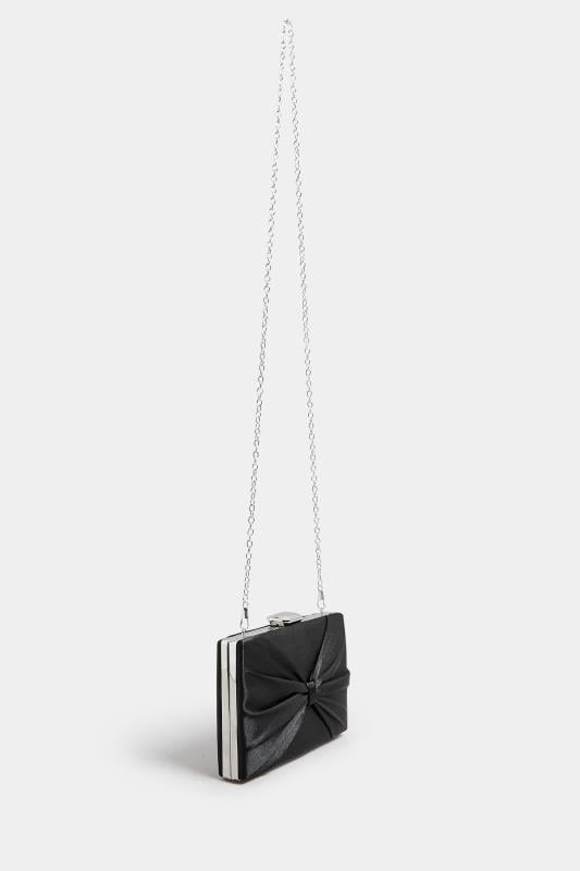 Evans Yours Black Satin Bow Detail Clutch Bag