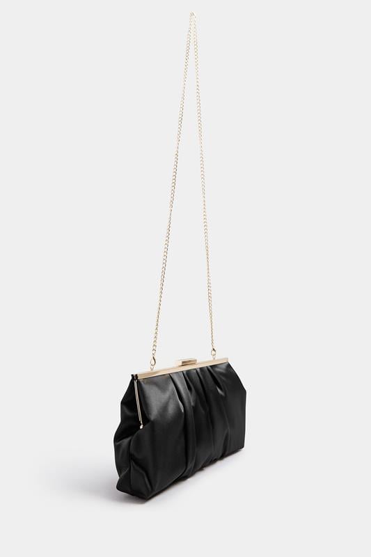 Evans Yours Black Satin Pleated Clutch Bag