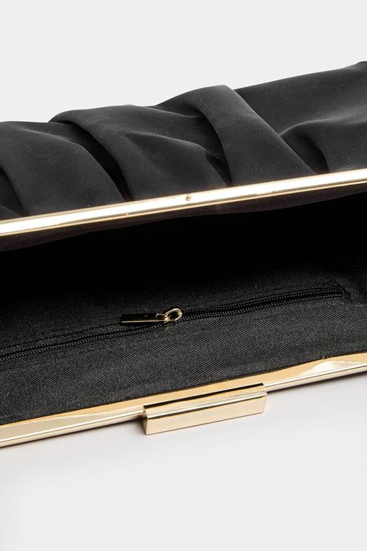 Evans Yours Black Satin Pleated Clutch Bag