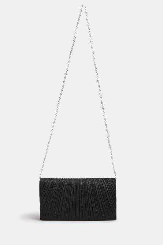 Evans Yours Black Shimmer Pleated Clutch Bag