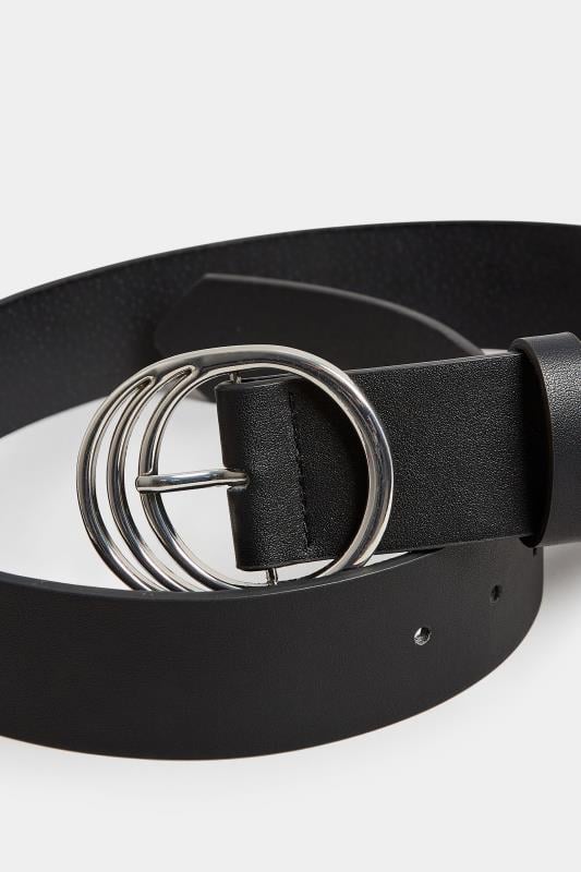Evans Yours Black & Silver Triple Circle Belt