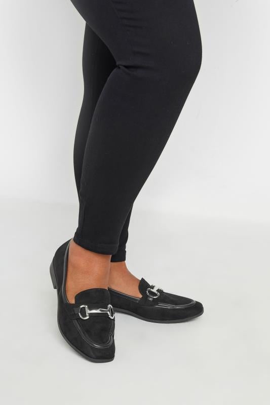 evans Yours Black Snaffle Loafer In Wide E Fit