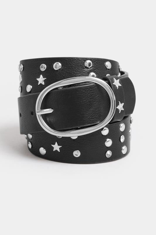 Evans Yours Black Star Studded Belt
