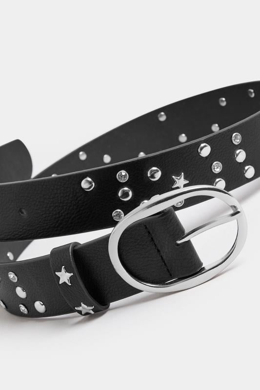 Evans Yours Black Star Studded Belt
