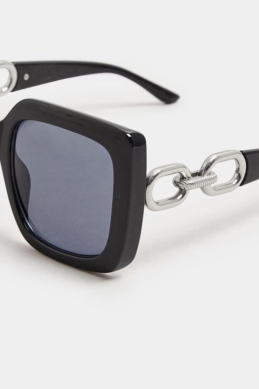 Evans Yours Black Statement Chain Sunglasses