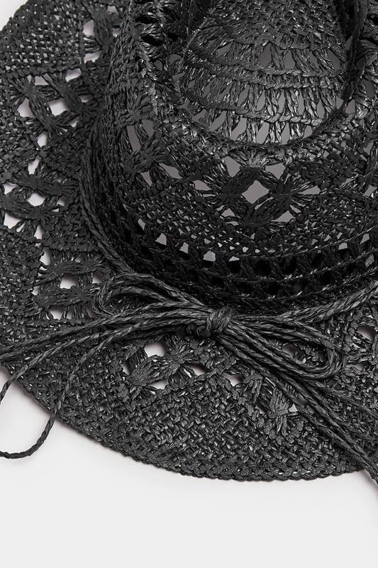 Evans Yours Black Straw Cowboy Hat