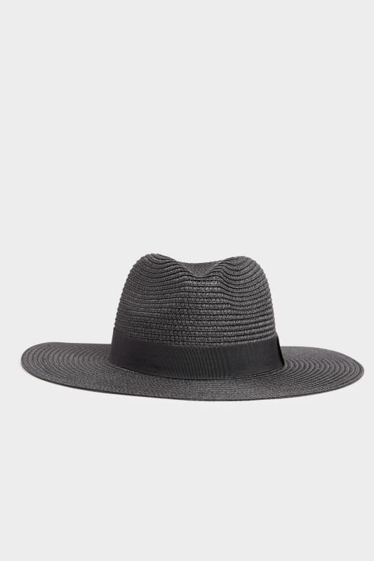 Evans Yours Black Straw Fedora Hat