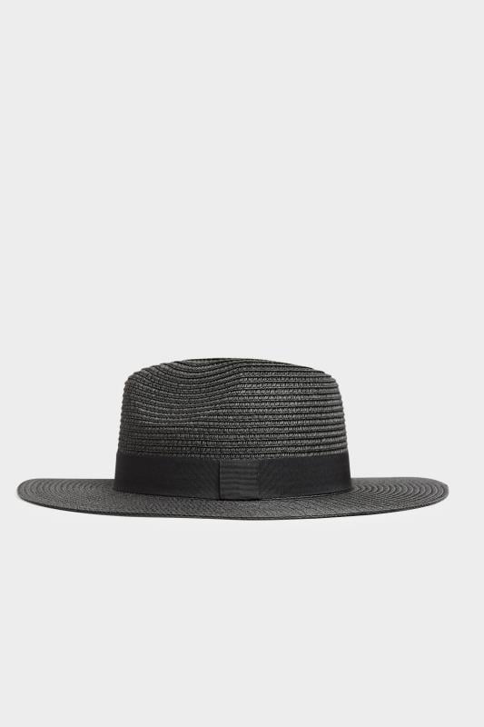 Evans Yours Black Straw Fedora Hat