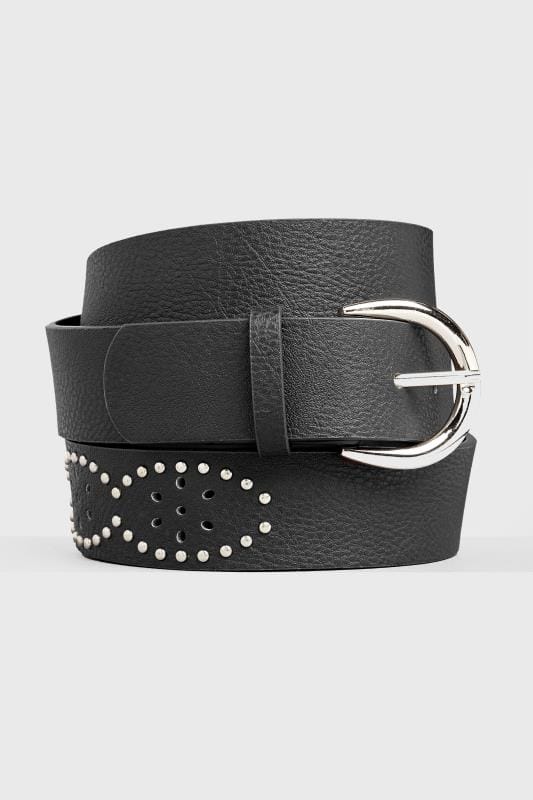 Evans Yours Black Studded Belt