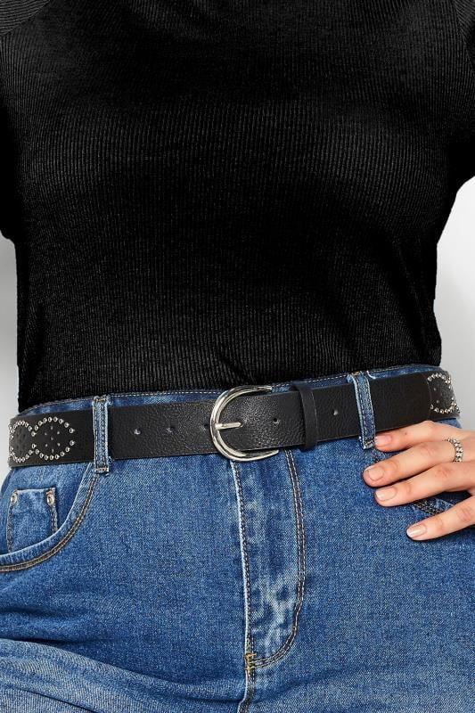evans Yours Black Studded Belt