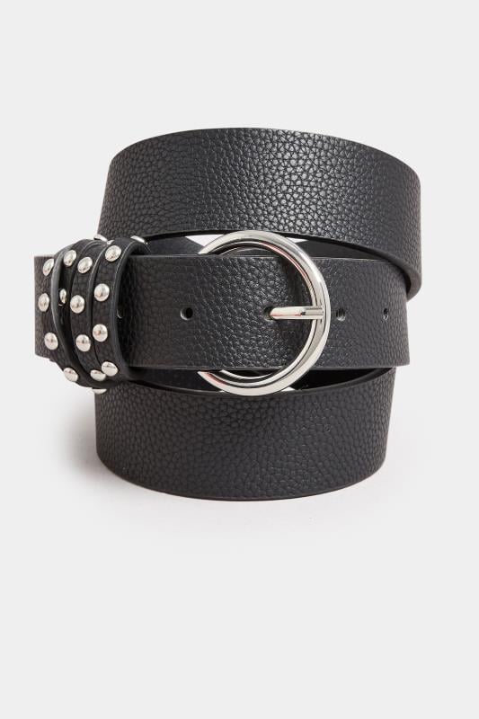 Evans Yours Black Studded Strap Belt