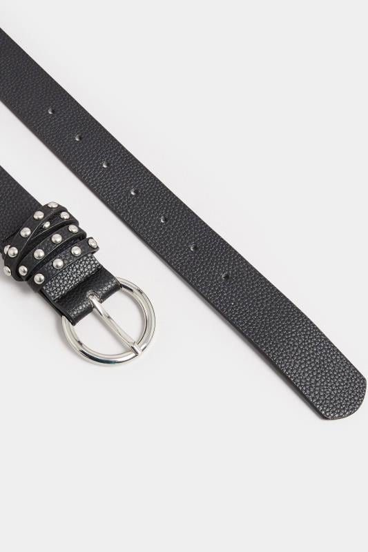 Evans Yours Black Studded Strap Belt
