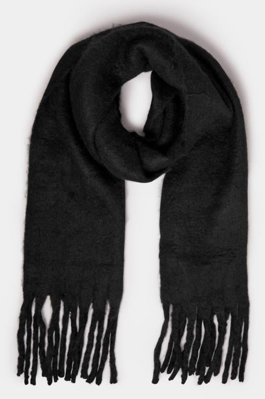 Evans Yours Black Tassel Trim Chunky Scarf