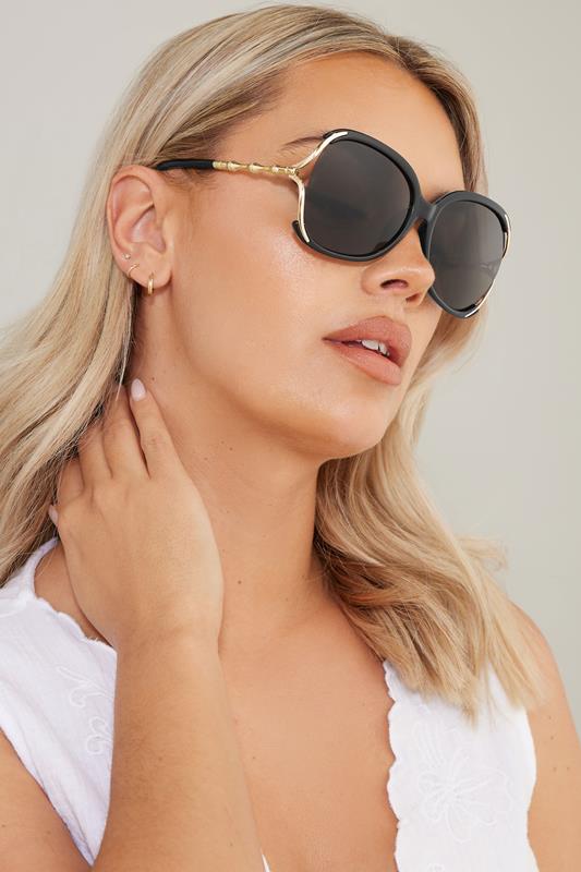 evans Yours Black Teardrop Metal Arm Sunglasses