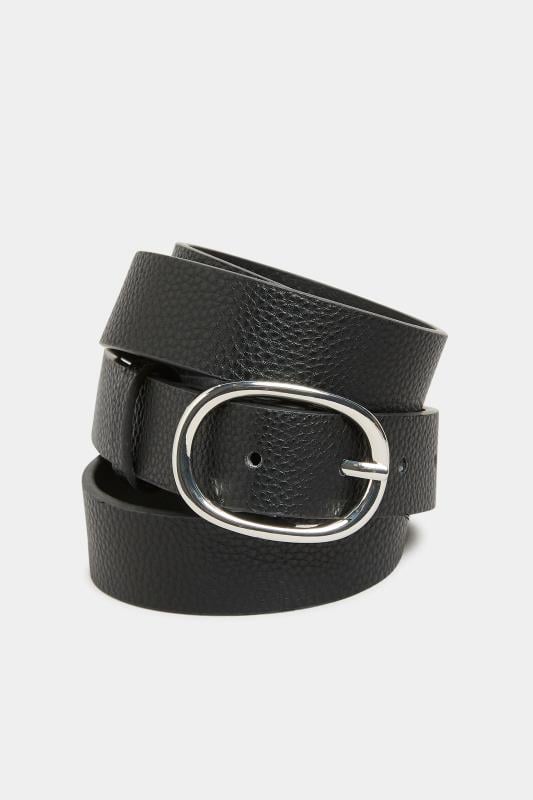 Evans Yours Black Textured Oval Buckle Belt