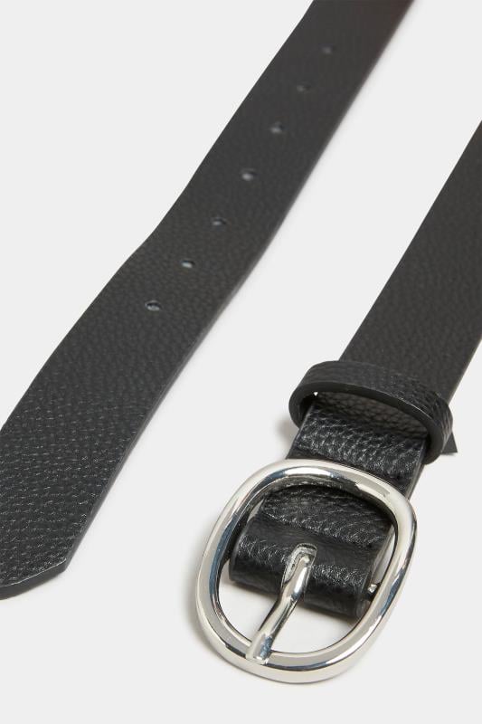 Evans Yours Black Textured Oval Buckle Belt