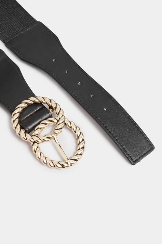 Evans Yours Black Twisted Buckle Wide Stretch Belt