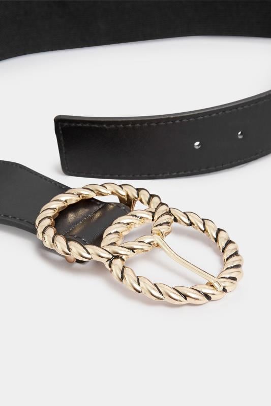 Evans Yours Black Twisted Buckle Wide Stretch Belt