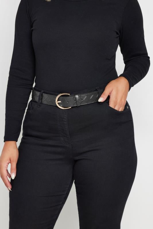 evans Yours Black Weave Buckle Belt