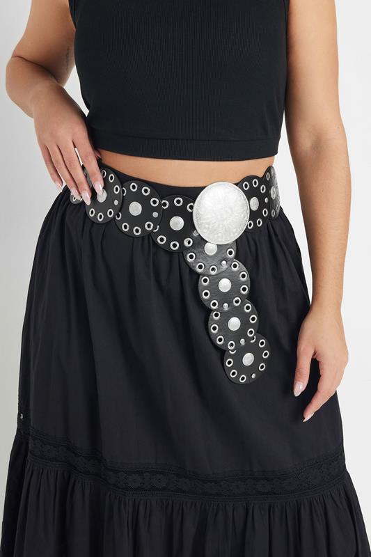 Evans Yours Black Wide Disc Eyelet Belt