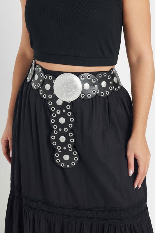 evans Yours Black Wide Disc Eyelet Belt