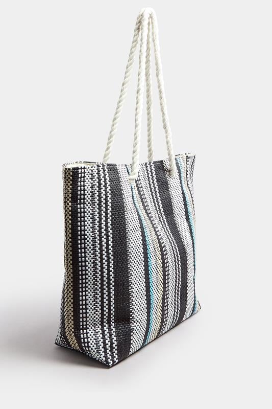 Evans Yours Black Woven Stripe Tote Bag