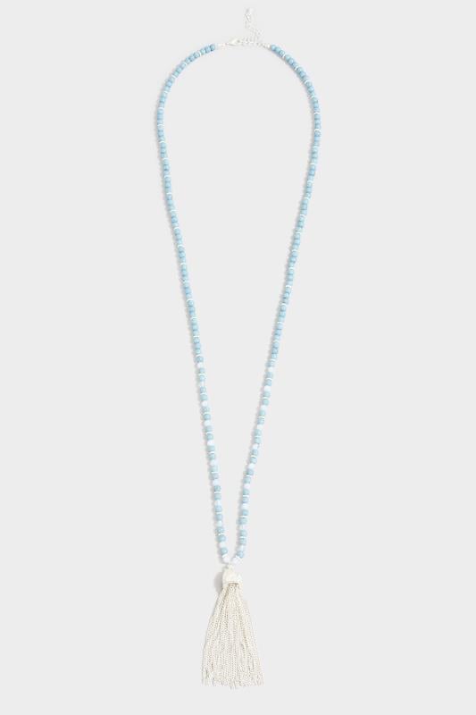 Evans Yours Blue Bead Tassel Pendant Long Necklace