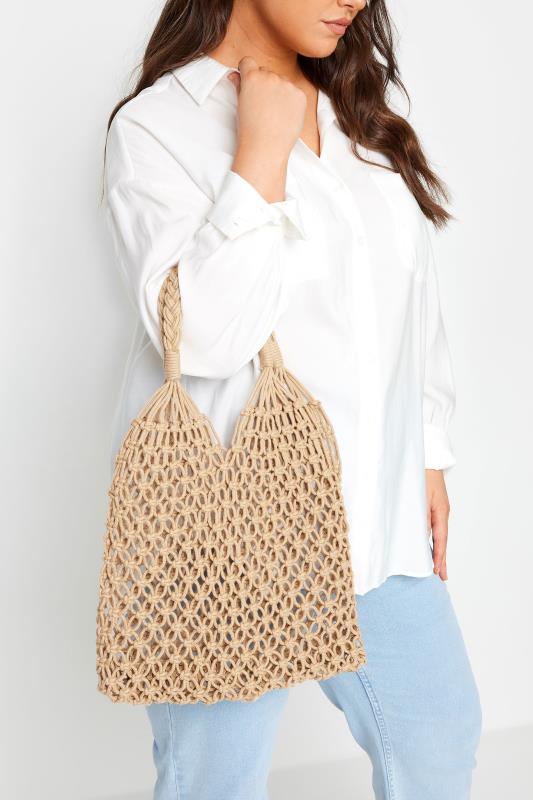 evans Yours Brown Crochet Beach Bag