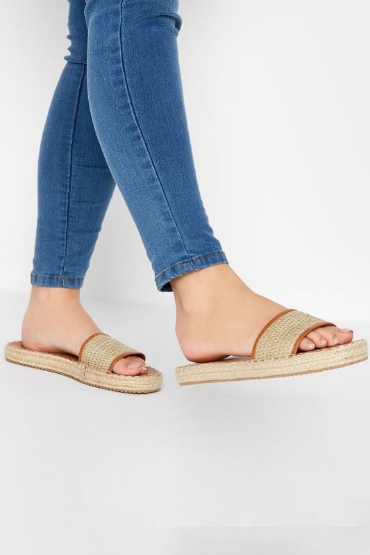 evans Yours Brown Espadrille Mules In Wide E Fit