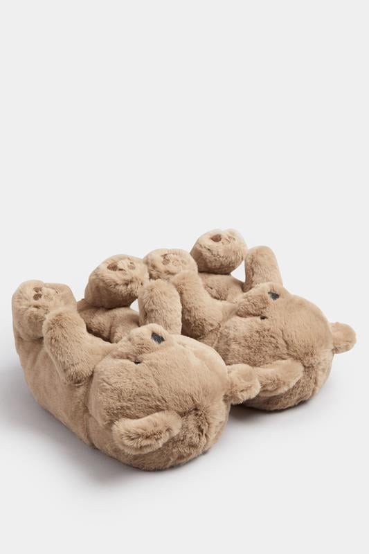 Evans Yours Brown Faux Fur Teddy Bear Slippers