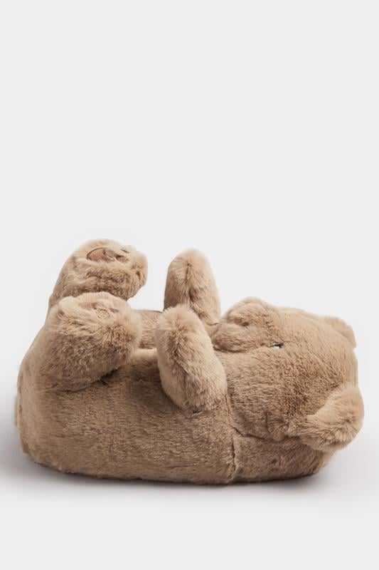 Evans Yours Brown Faux Fur Teddy Bear Slippers