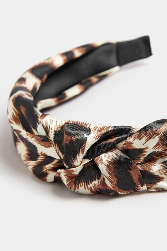 Evans Yours Brown Leopard Print Knot Headband