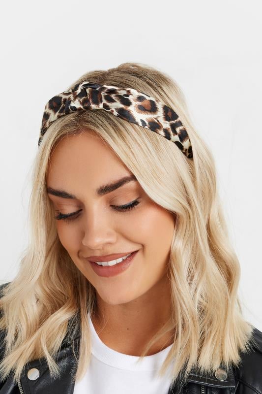 evans Yours Brown Leopard Print Knot Headband