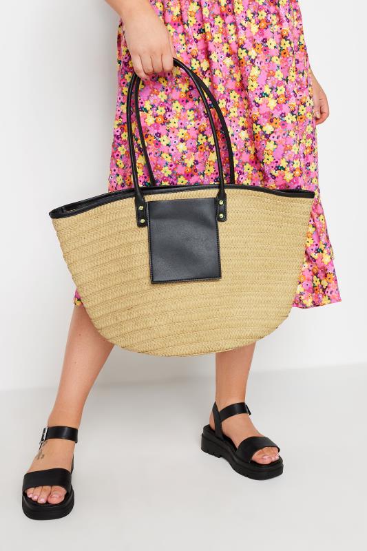 evans Yours Brown Straw Beach Bag