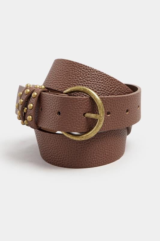 Evans Yours Brown Studded Strap Belt