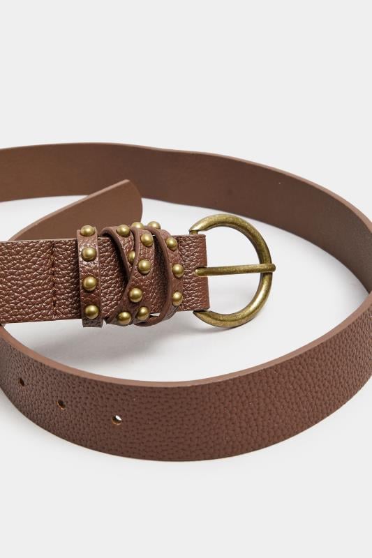 Evans Yours Brown Studded Strap Belt