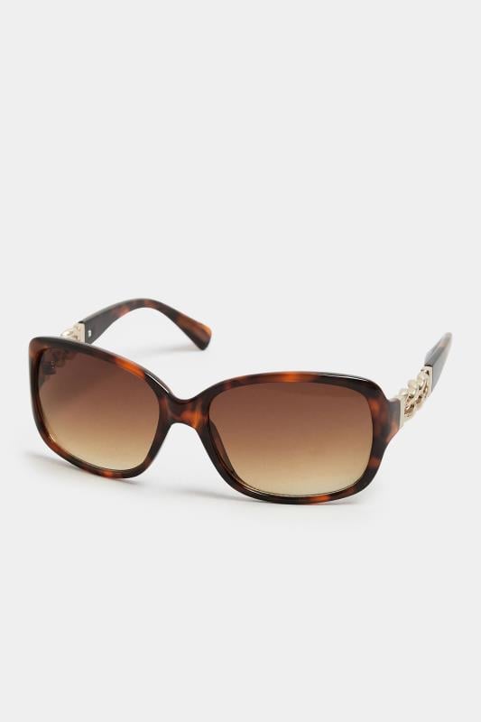 Evans Yours Brown Tortoiseshell Chain Sunglasses