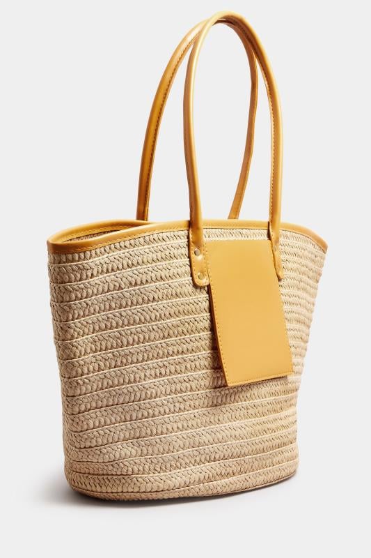 Evans Yours Brown & Yellow Straw Beach Bag