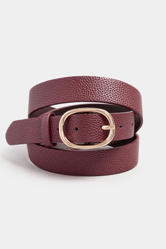Evans Yours Burgundy Red Oval Buckle Belt