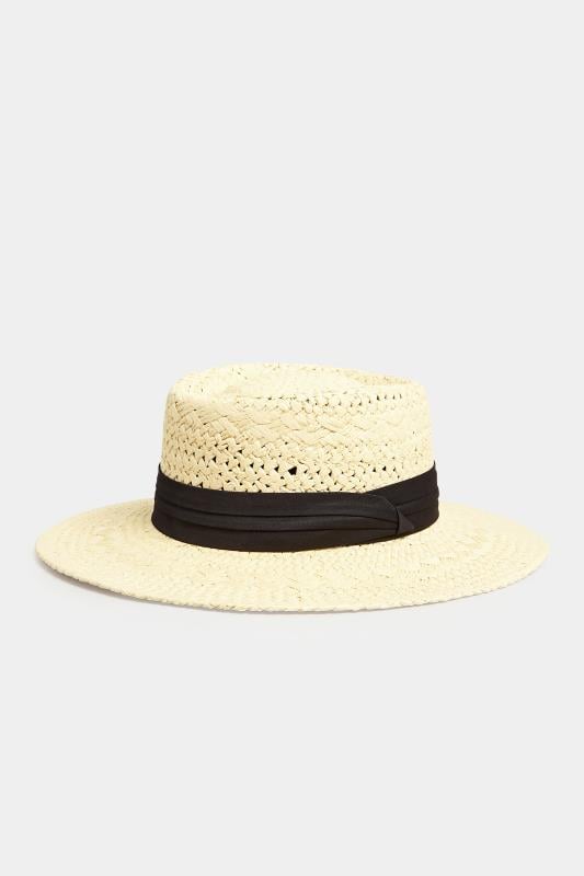 Evans Yours Cream Straw Boater Hat