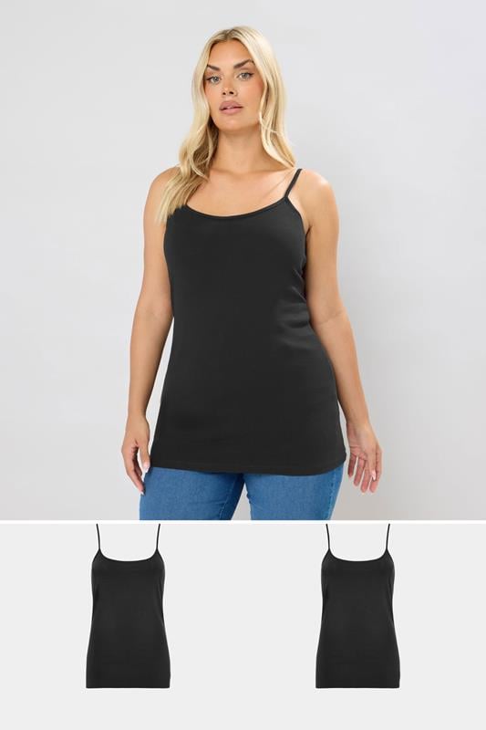 evans YOURS Curve 2 PACK Black Cami Tops