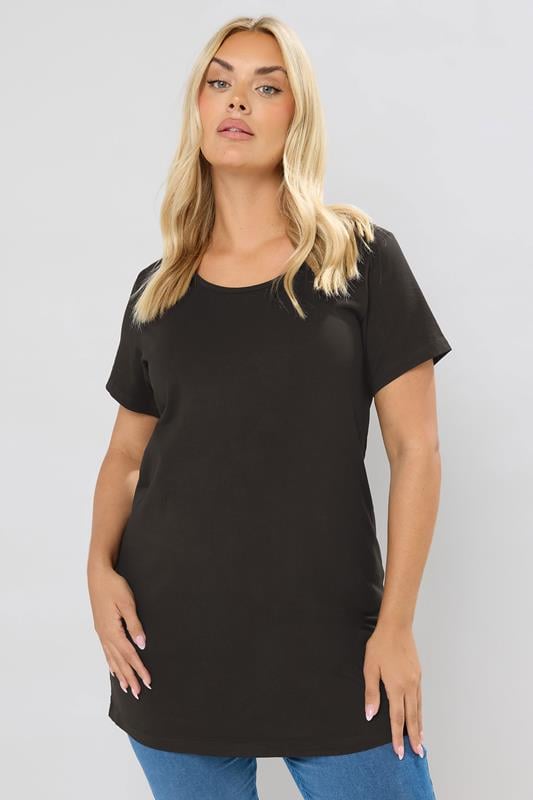 Evans YOURS Curve 2 PACK Black Longline T-Shirts