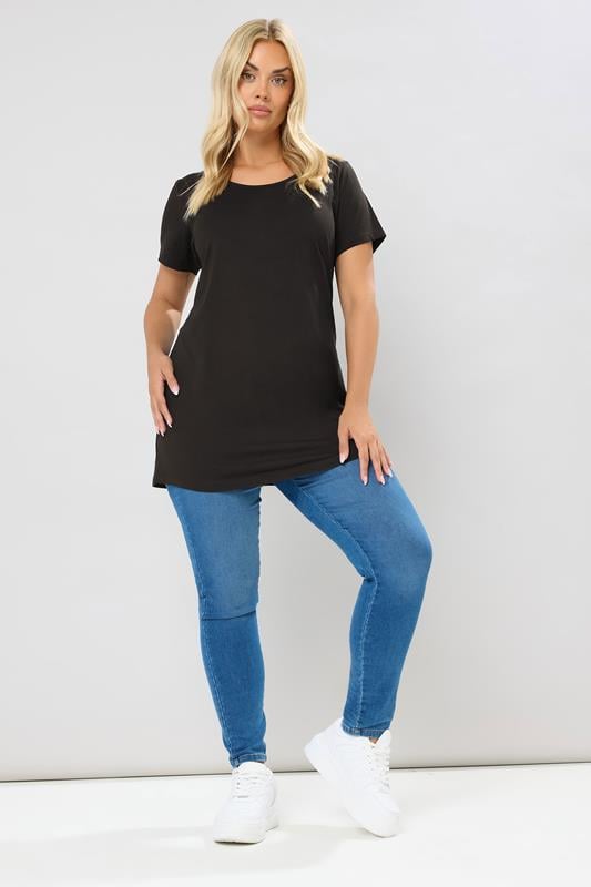 Evans YOURS Curve 2 PACK Black Longline T-Shirts