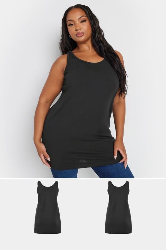 evans YOURS Curve 2 PACK Black Longline Vest Tops
