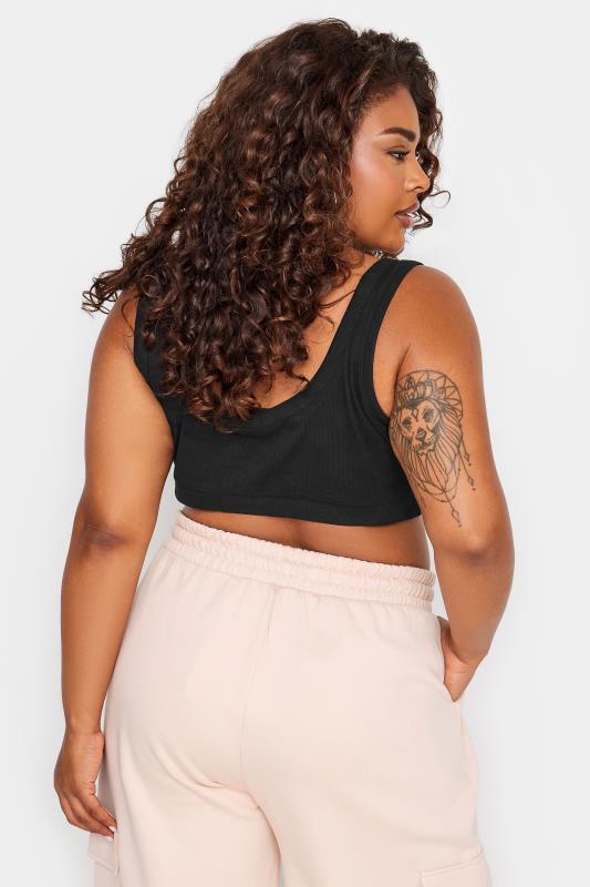 Evans YOURS Curve 2 PACK Black Ribbed Crop Tops