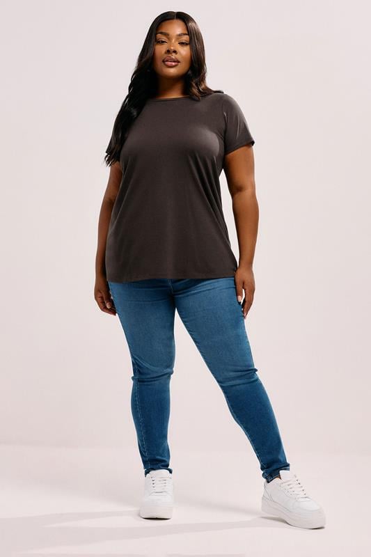 Evans YOURS Curve 3 PACK Brown & Blue Core T-Shirts